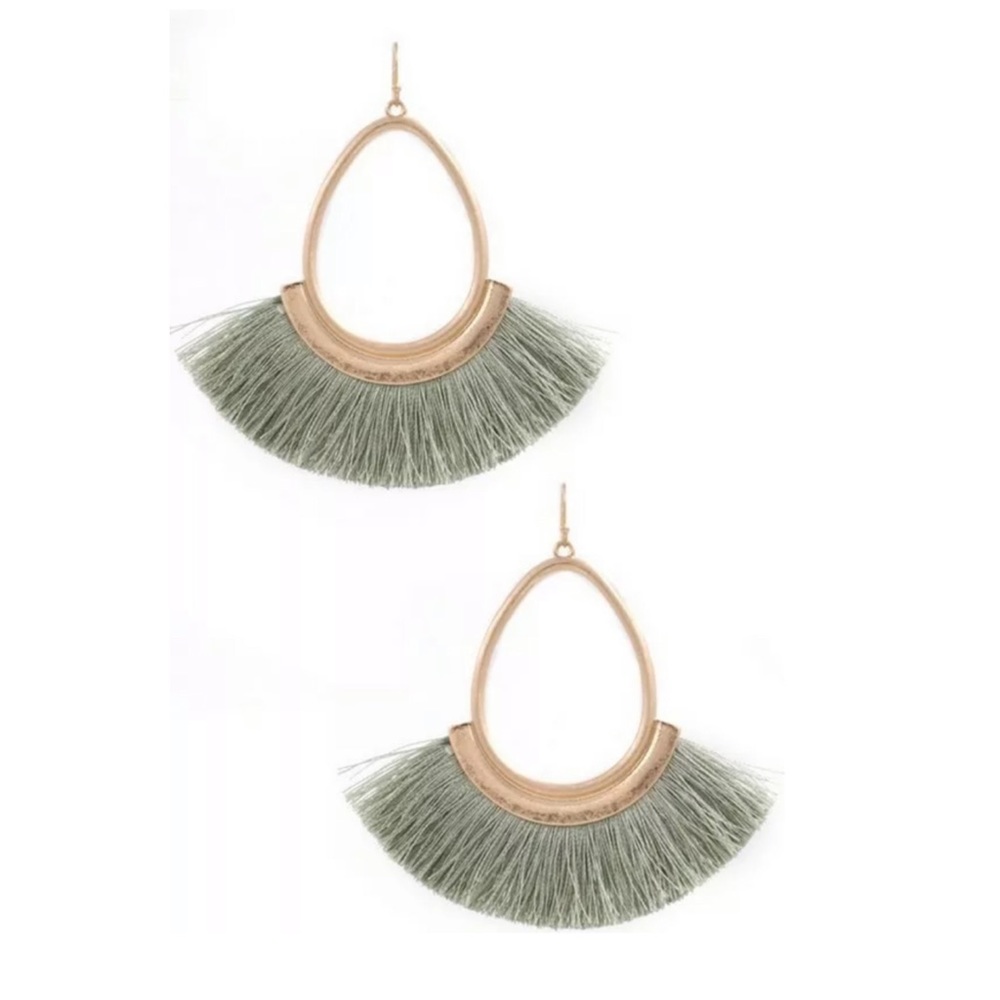 Mint Metal Teardrop Fringe Drop Earrings - Picture 1 of 1